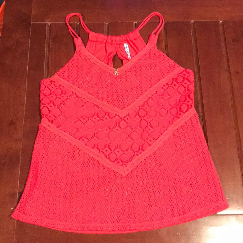Maurices Coral Crochet Racerback Tank - M